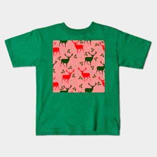 pink christmas reindeers Kids T-Shirt